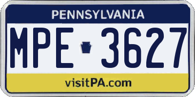 PA license plate MPE3627