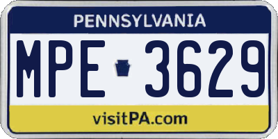 PA license plate MPE3629