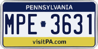 PA license plate MPE3631