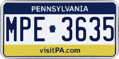 PA license plate MPE3635