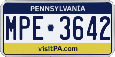 PA license plate MPE3642