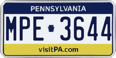 PA license plate MPE3644