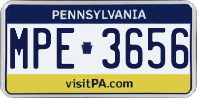 PA license plate MPE3656