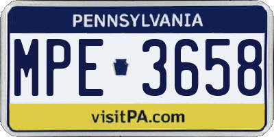 PA license plate MPE3658