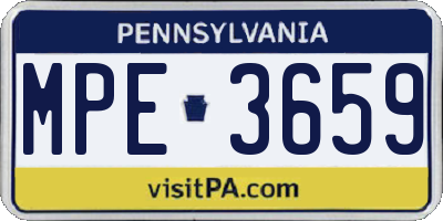 PA license plate MPE3659