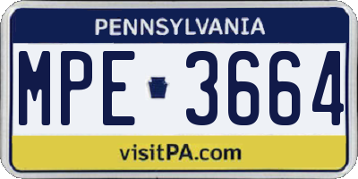 PA license plate MPE3664