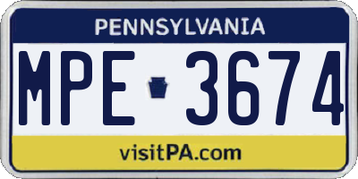 PA license plate MPE3674