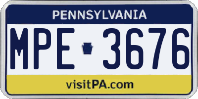 PA license plate MPE3676