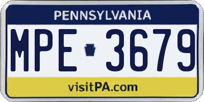 PA license plate MPE3679