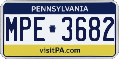 PA license plate MPE3682