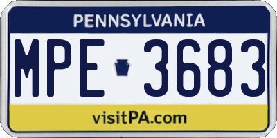 PA license plate MPE3683