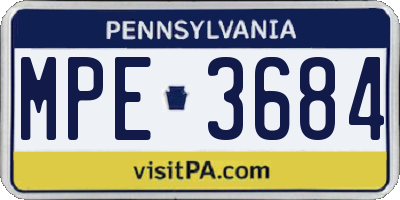 PA license plate MPE3684