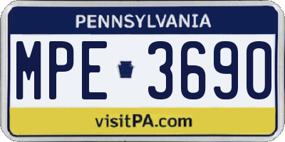 PA license plate MPE3690