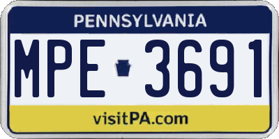 PA license plate MPE3691