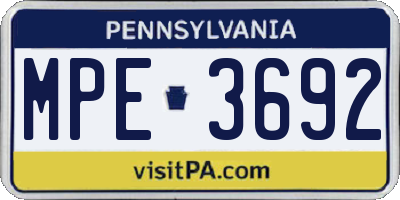 PA license plate MPE3692