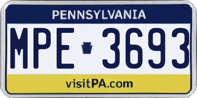 PA license plate MPE3693