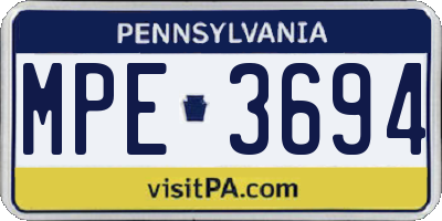 PA license plate MPE3694