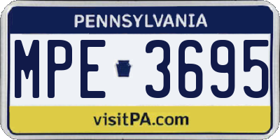 PA license plate MPE3695