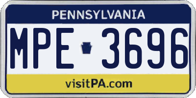 PA license plate MPE3696