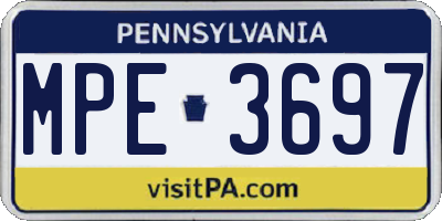 PA license plate MPE3697