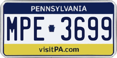 PA license plate MPE3699