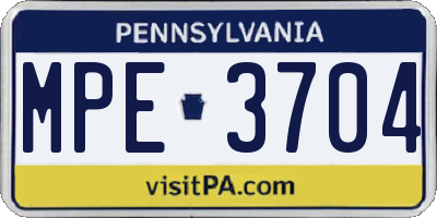 PA license plate MPE3704