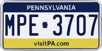 PA license plate MPE3707