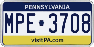 PA license plate MPE3708