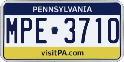 PA license plate MPE3710