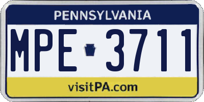 PA license plate MPE3711