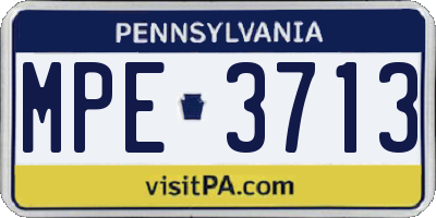 PA license plate MPE3713