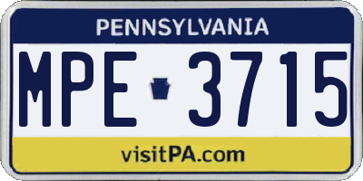 PA license plate MPE3715