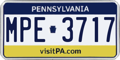 PA license plate MPE3717