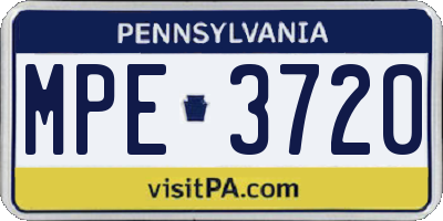 PA license plate MPE3720