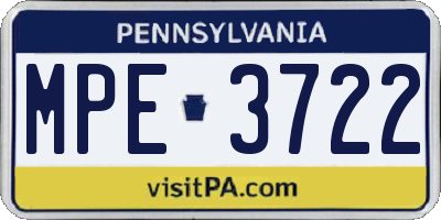 PA license plate MPE3722