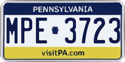PA license plate MPE3723