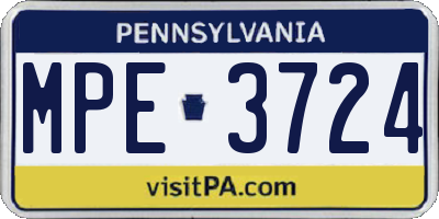 PA license plate MPE3724