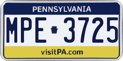 PA license plate MPE3725