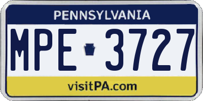 PA license plate MPE3727