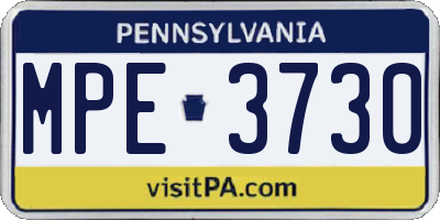 PA license plate MPE3730