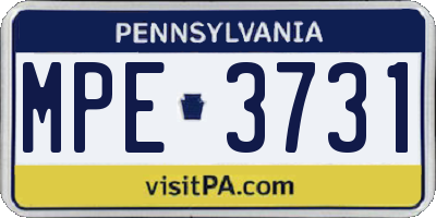 PA license plate MPE3731