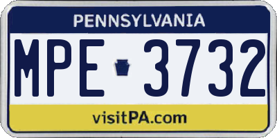 PA license plate MPE3732