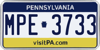 PA license plate MPE3733