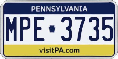 PA license plate MPE3735
