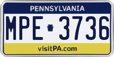PA license plate MPE3736
