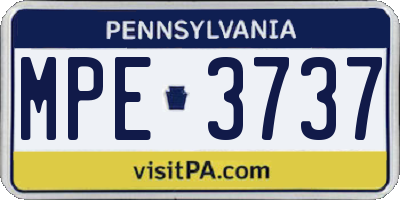 PA license plate MPE3737