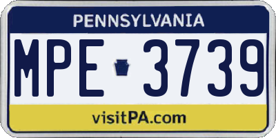 PA license plate MPE3739