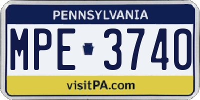 PA license plate MPE3740