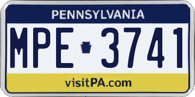PA license plate MPE3741
