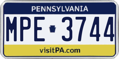 PA license plate MPE3744
